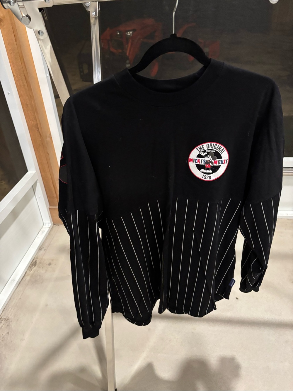 Disney Black and White Pinstripe Mickey Long-Sleeve Jersey